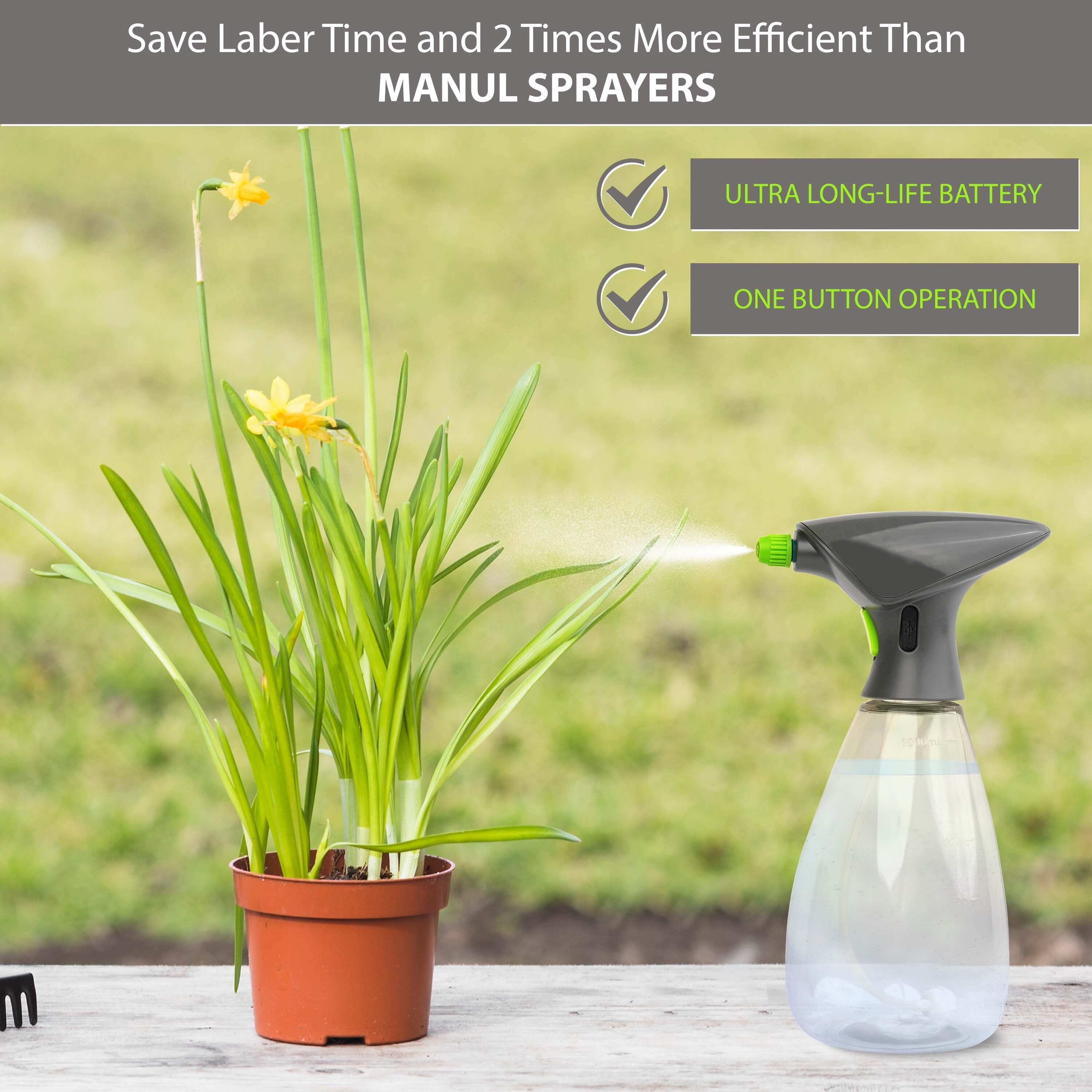 Sprayerr 1L Electric Garden Sprayer for Watering, Plant Care and Disinfection ...