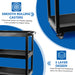 3-tier black workshop storage cart with robust steel construction, suitable for UK service stations.