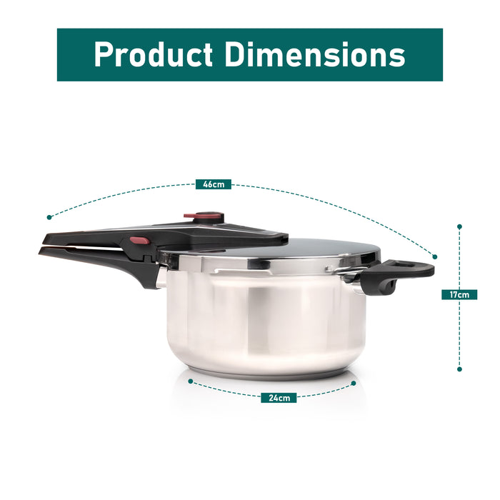 4L induction-compatible stainless steel pressure cooker designed to lock in nutrients for healthier, faster meal preparation.

