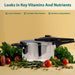 4L stainless steel pressure cooker locks in 90% more nutrients, ideal for cooking soups, vegetables, beans, and meats.