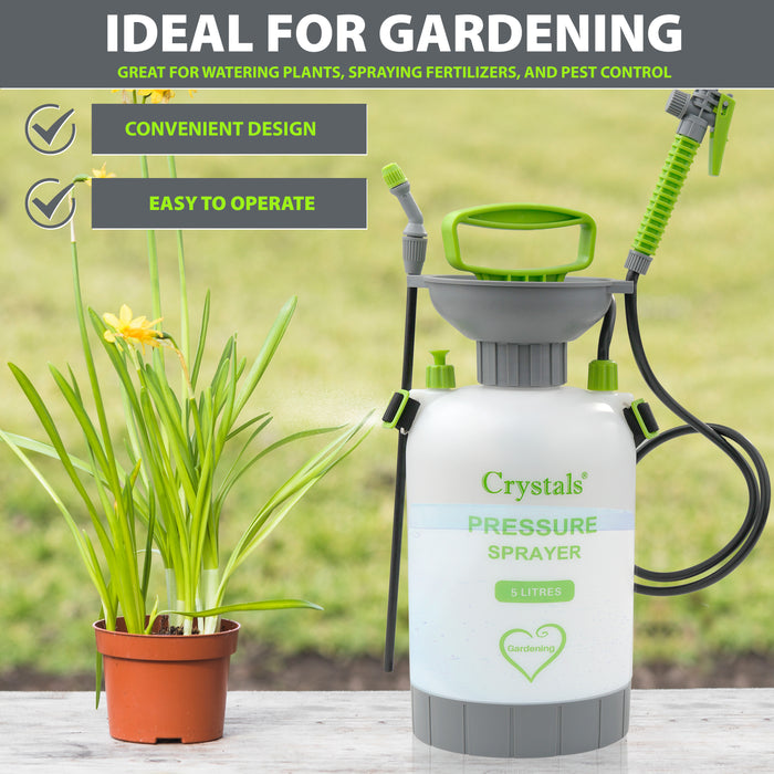 5L Hand Pump Garden Pressure Sprayer with Shoulder Strap for Comfortable Use