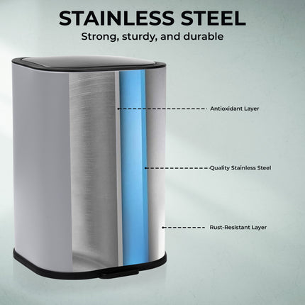 5L pedal bin with built-in bag holder