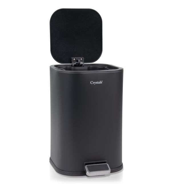 Grey stainless steel pedal bin with matte finish