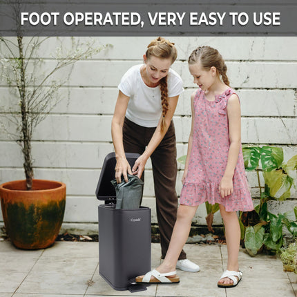 Modern 5L black waste bin with soft close and foot pedal