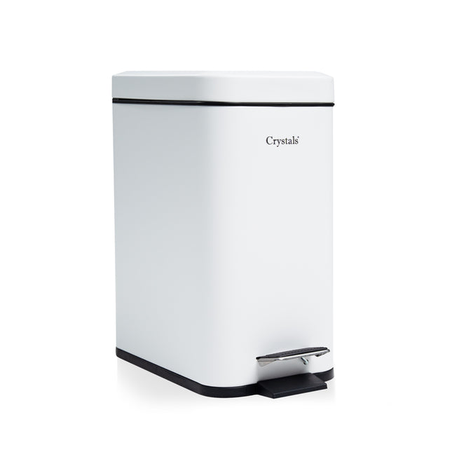 5L white pedal bin with soft close lid for bathroom or kitchen use