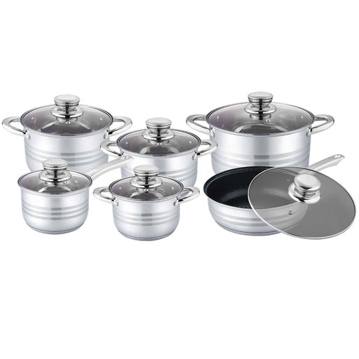 5-piece stainless steel casserole pot set with glass lids for all hob types
