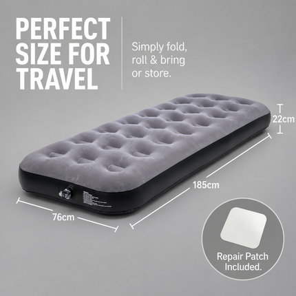Camping Flocked Airbed Grey