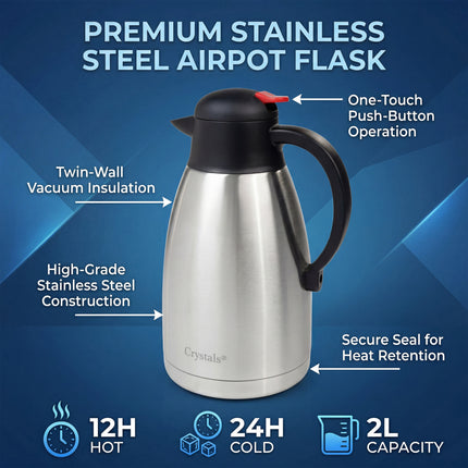 2L Stainless Steel Thermos Flask Vacuum Kettle