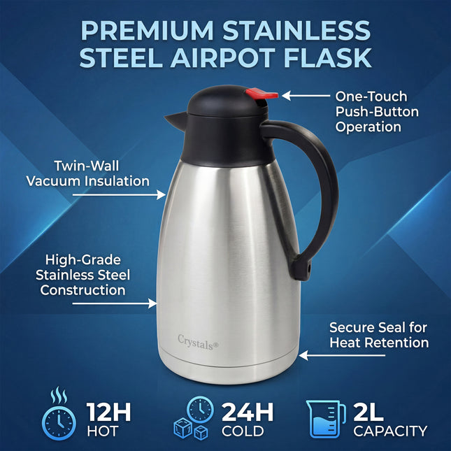 2L Stainless Steel Thermos Flask Vacuum Kettle