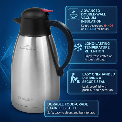 2L Stainless Steel Thermos Flask Vacuum Kettle