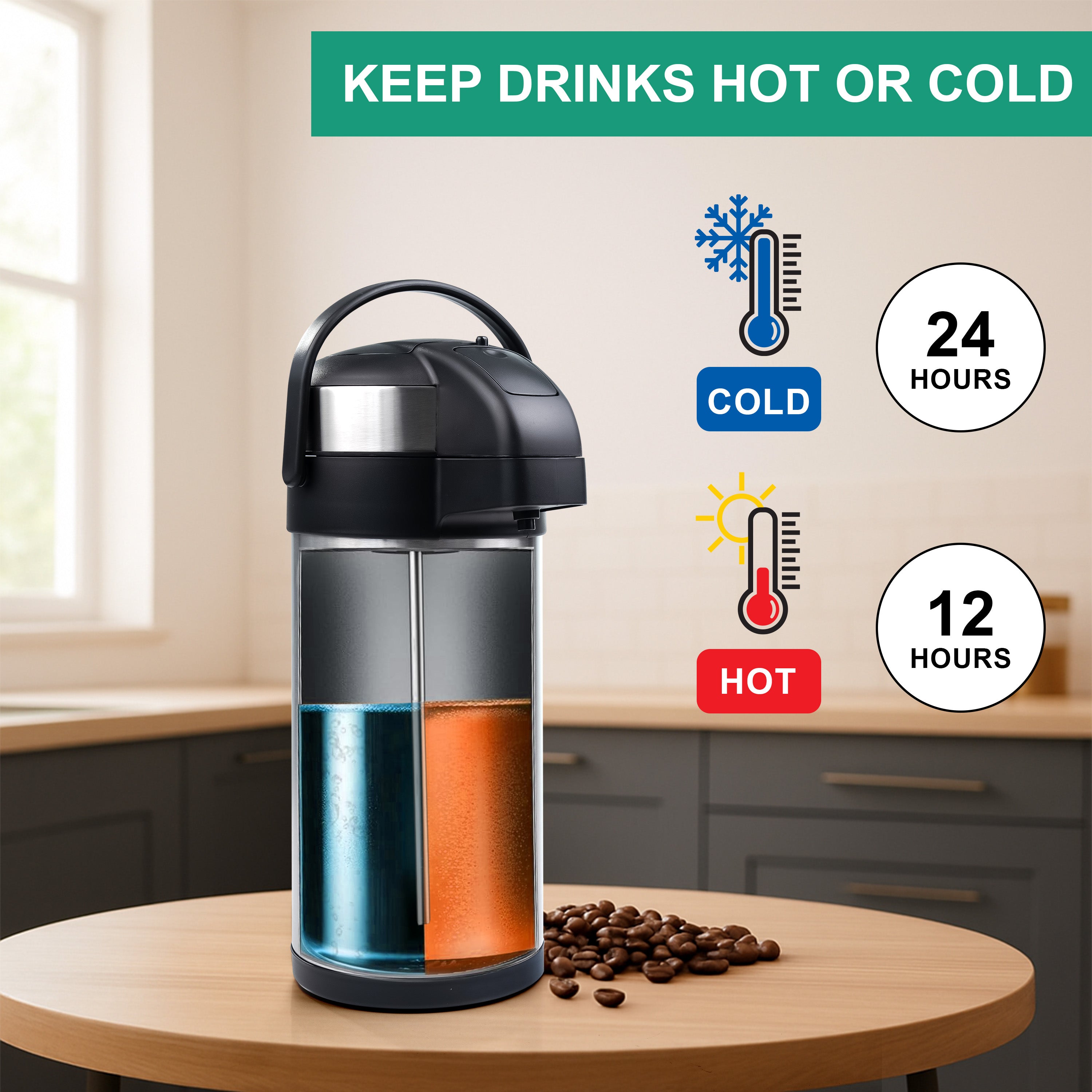 Coffee Flask Stainless Steel Tea Pump Thermos – Brits Home Garden