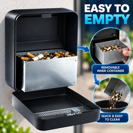 Wall-Mounted Outdoor Ashtray Bin