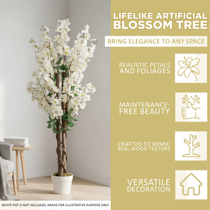 Artificial Cherry Blossom Tree Realistic White