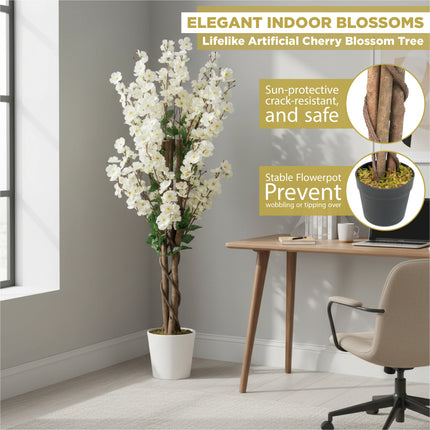 Artificial Cherry Blossom Tree Realistic White
