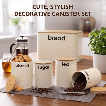 5pc Grey Kitchen Storage Boxes Bread Bin