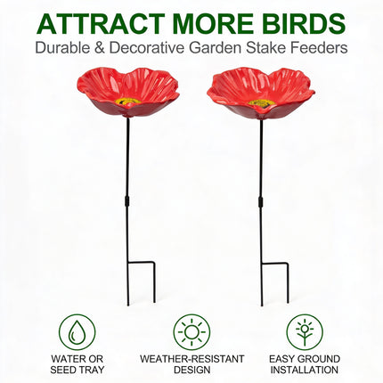 Set of 2 Cast Iron Bird Bath Feeders