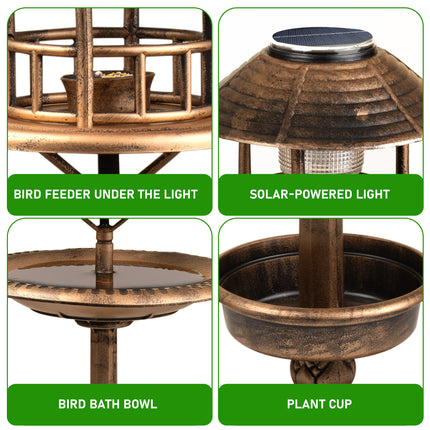 Garden Bird Baths Solar Feeding Station