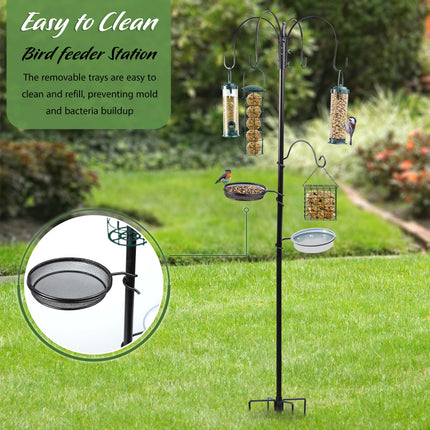 Garden Bird Feeding Station with Water Bowl, Stand & Baffle Dome
