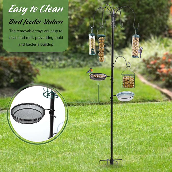 Garden Bird Feeding Station with Water Bowl, Stand & Baffle Dome