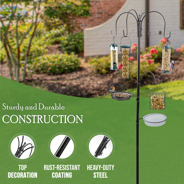Garden Bird Feeding Station with Water Bowl, Stand & Baffle Dome