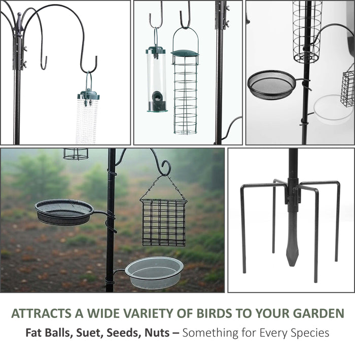 Garden Bird Feeding Station with Water Bowl, Stand & Baffle Dome