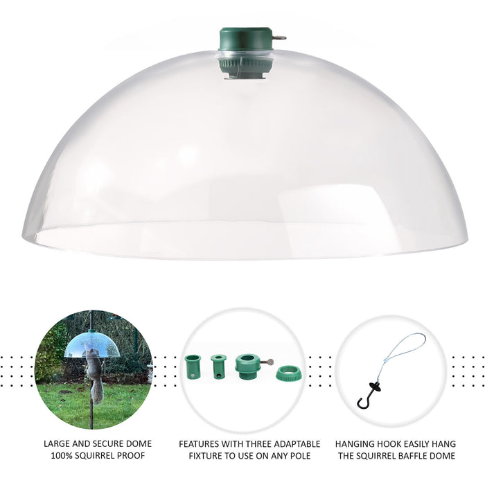 2 Pack Squirrel Proof Clear Dome Guards for Bird Feeders