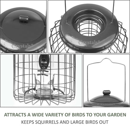 2 x Squirrel-Proof Hanging Bird Seed Feeders – Heavy Duty Metal