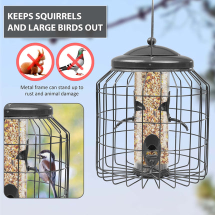 2 x Squirrel-Proof Hanging Bird Seed Feeders – Heavy Duty Metal