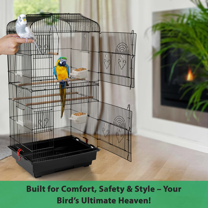 Bird Cage Large Metal - Black/White