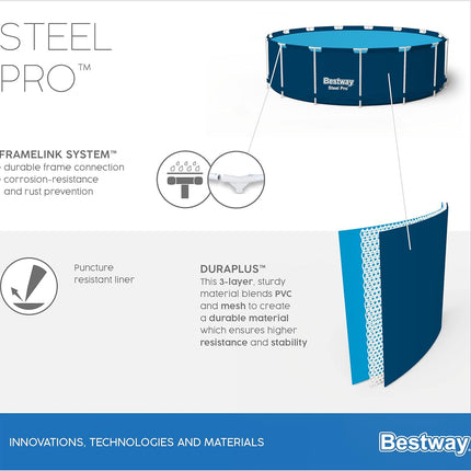 Bestway Steel Pro Frame Pool, 305 x 76 cm, Blue