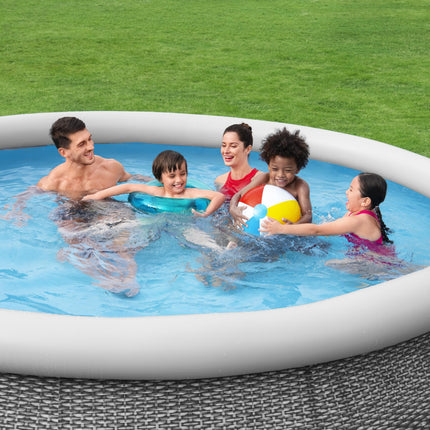 12ft Bestway Rattan Effect Fast Set Swimming Pool + Filter Pump