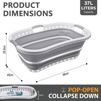 37L Foldable Collapsible Laundry Basket
