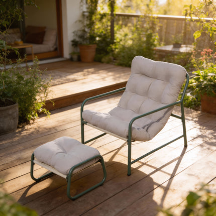 Outdoor Patio Garden Armchair with Footstool