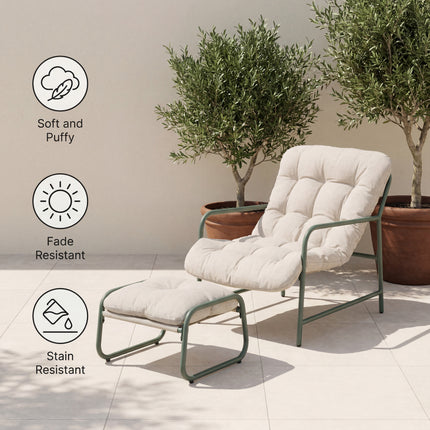 Outdoor Patio Garden Armchair with Footstool