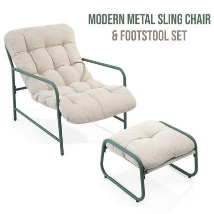 Outdoor Patio Garden Armchair with Footstool