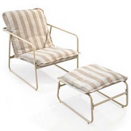 Outdoor Patio Garden Armchair with Footstool