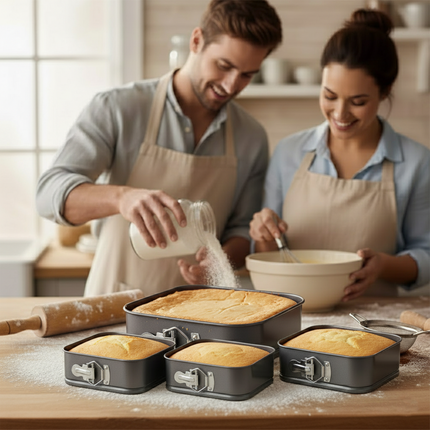 5Pcs Square Shape Cake Non Stick Baking Tray