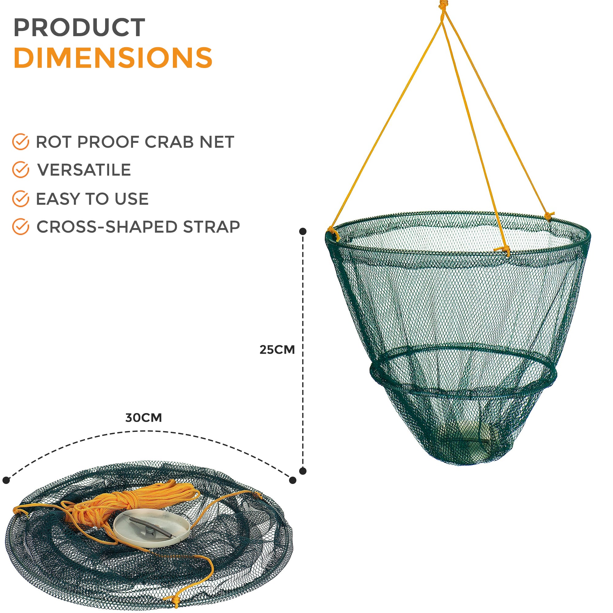 Crab Drop Net with Spring Loaded Bait Holder – Brits Home Garden