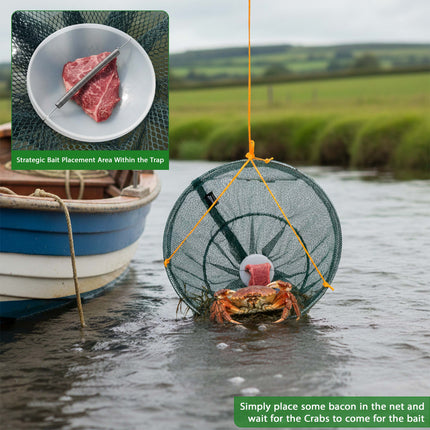 Crab Drop Net with Spring Loaded Bait Holder