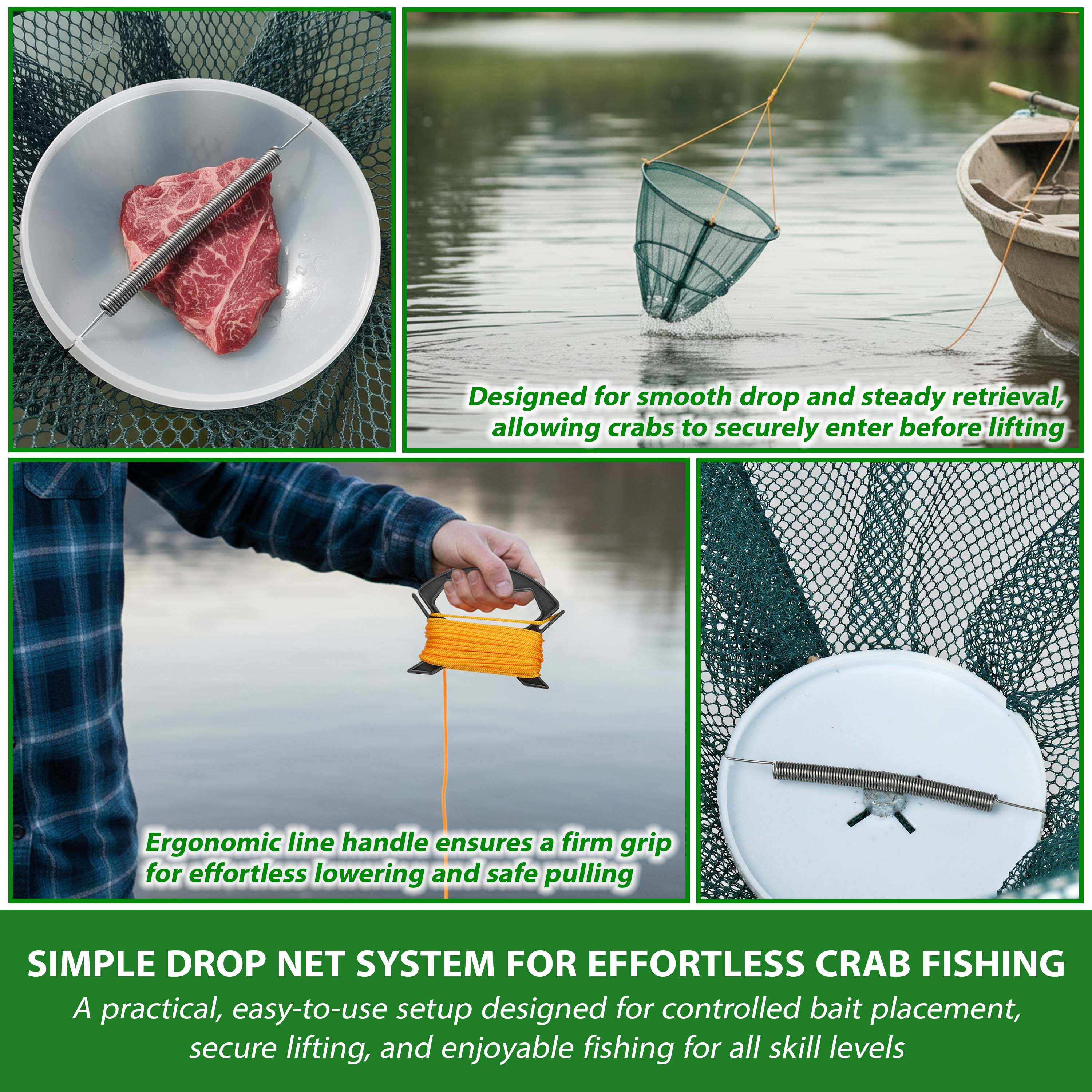 drop net crab fishing Kids w/ Net Bait Bag Holder - Multi Colour - Crab Net - Fishing Net Unsurpassed in quality and proven to catch more Crab Drop Net with Spring