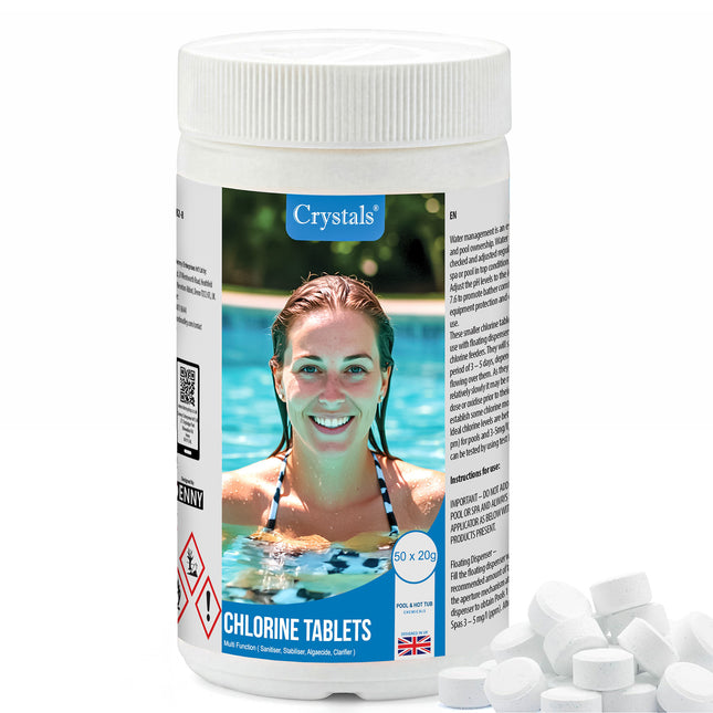 Crystals Mini Multifunction Chlorine Tablets, 50 x 20g