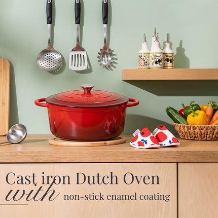 6.6L Dutch Oven Cast Iron Dish Pot With Lid