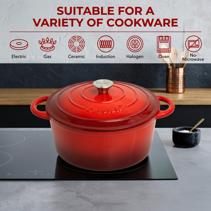 6.6L Dutch Oven Cast Iron Dish Pot With Lid