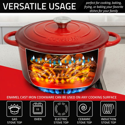 6.6L Dutch Oven Cast Iron Dish Pot With Lid