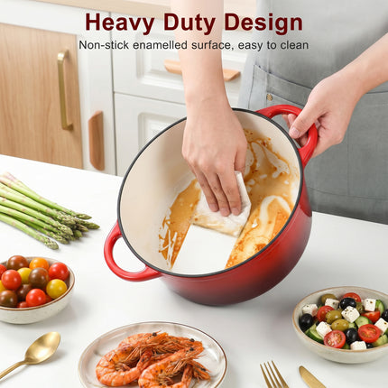 6.6L Dutch Oven Cast Iron Dish Pot With Lid