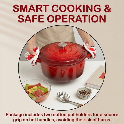 6.6L Dutch Oven Cast Iron Dish Pot With Lid