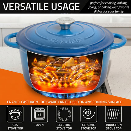 6.6L Dutch Oven Cast Iron Dish Pot With Lid