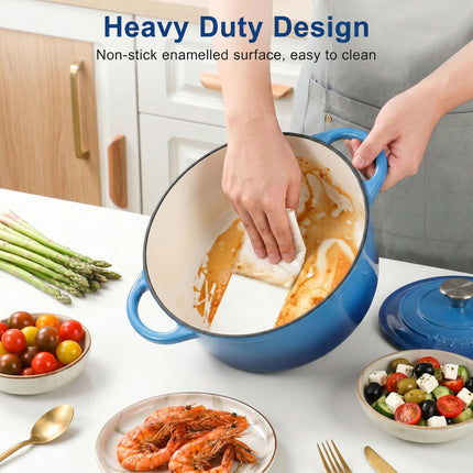 6.6L Dutch Oven Cast Iron Dish Pot With Lid