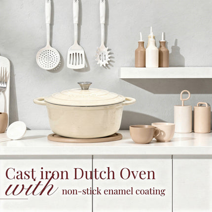 6.6L Dutch Oven Cast Iron Dish Pot With Lid