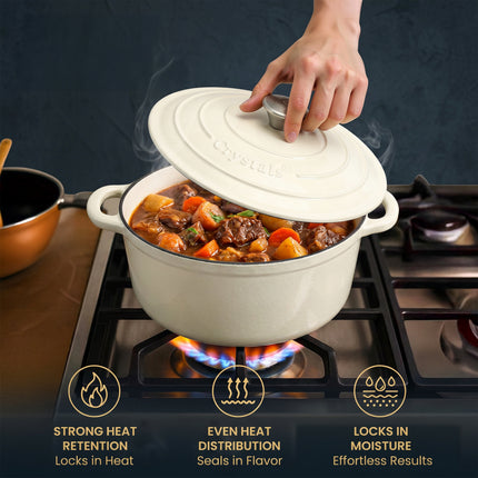 6.6L Dutch Oven Cast Iron Dish Pot With Lid